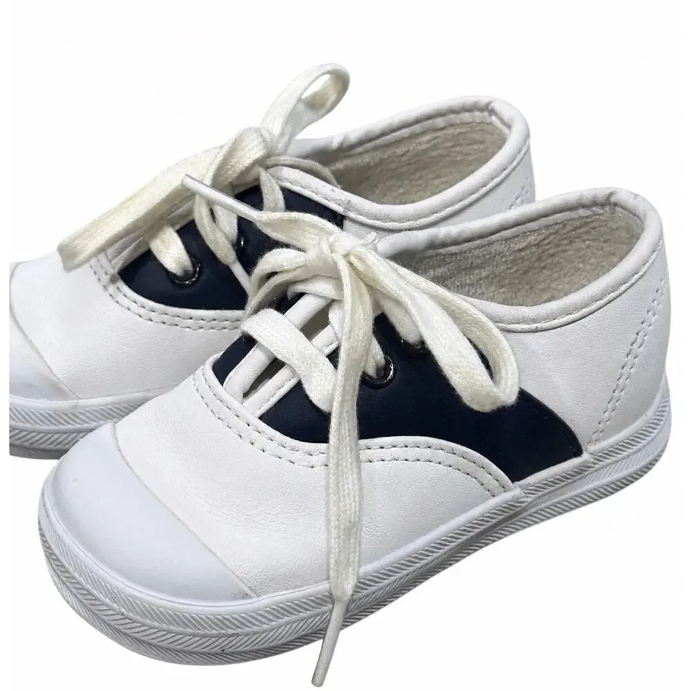 Keds Kids 6c Champ Lace School Days Saddle Shoes White Navy Blue Retro Sneakers
